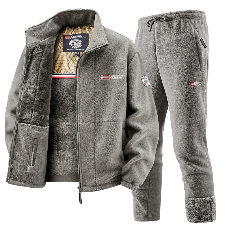 Winter Cloth - Mens Winter Fleece Tracksuit Set Thickened