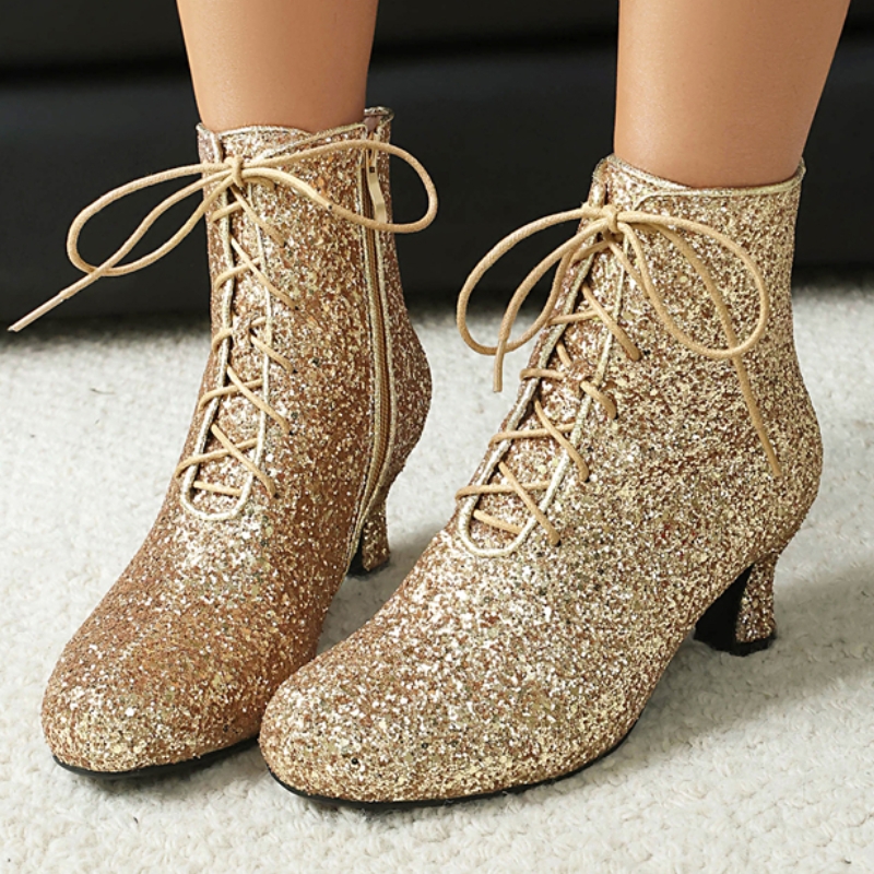 Winter Cloth - Gold Ankle Boots for Women Winter
