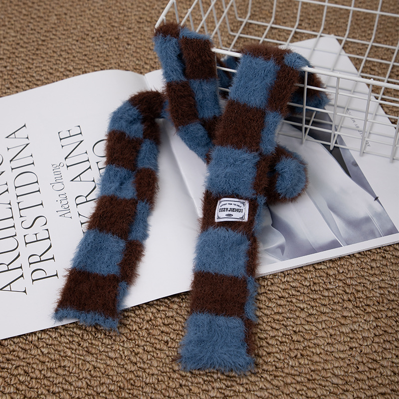 Y2k Striped Plush Narrow Long  - Winter Clothing Accessories avaliação e preço