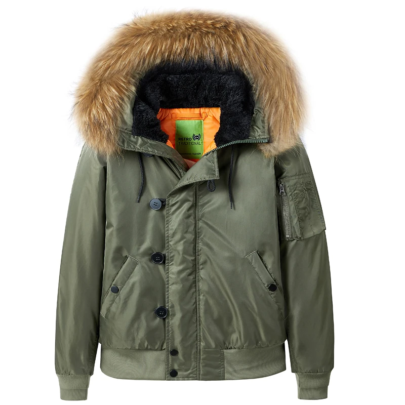 Winter Men Pilot Jacket Fur Co - Quality Winter Clothing Bomber Jacket avaliação e preço