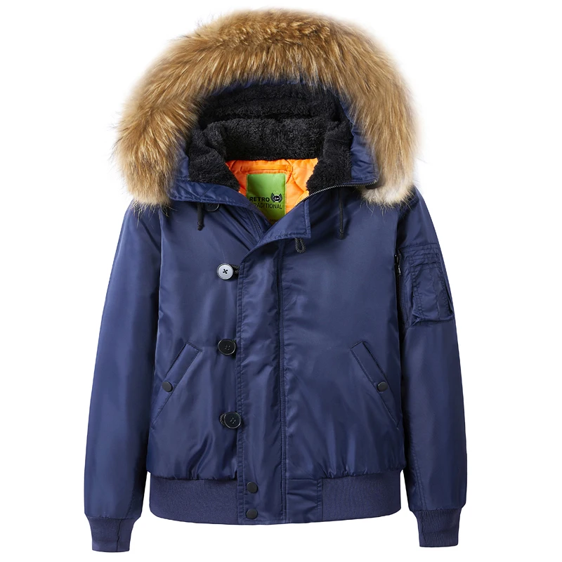 Winter Men Pilot Jacket Fur Co - Quality Winter Clothing Bomber Jacket avaliação e preço