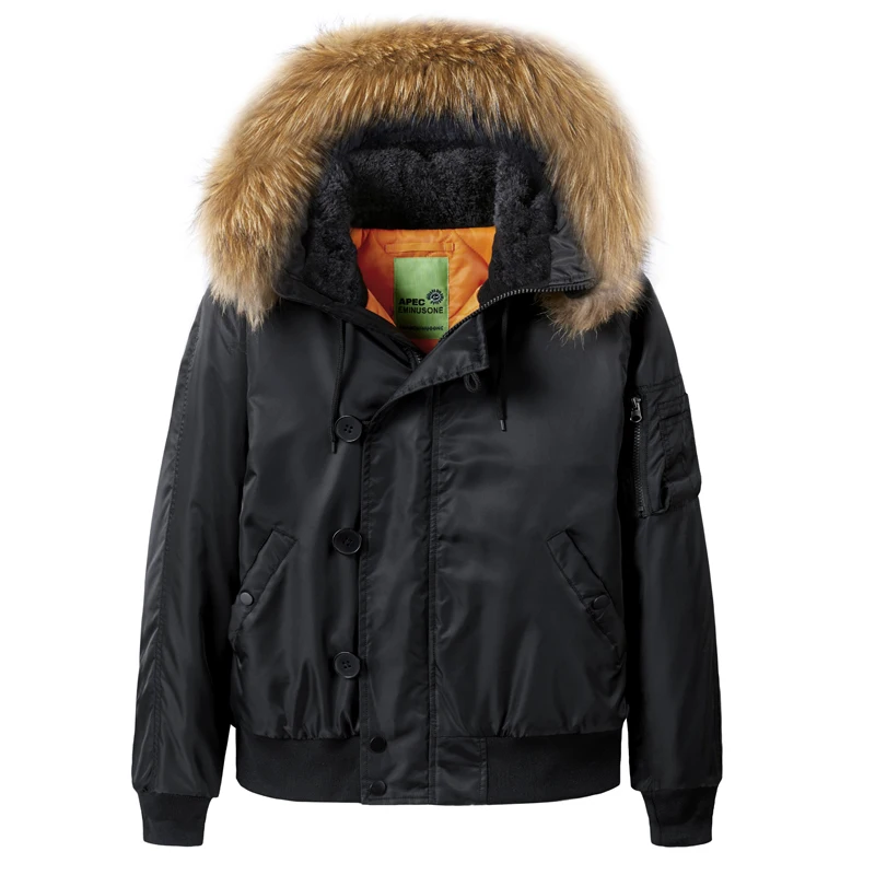 Winter Men Pilot Jacket Fur Co - Quality Winter Clothing Bomber Jacket avaliação e preço