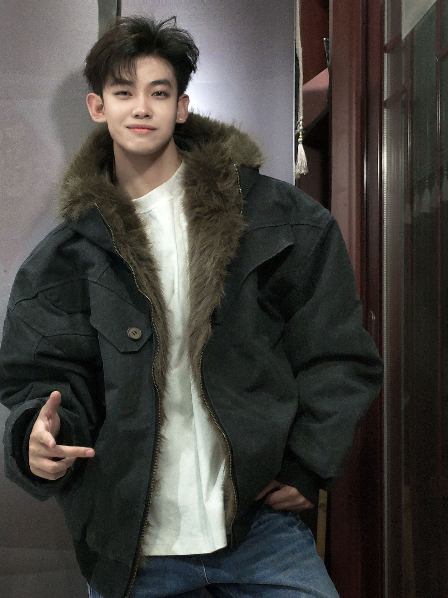 Fur Collar Bomber Jacket Mens  - Quality Winter Clothing Bomber Jacket avaliação e preço
