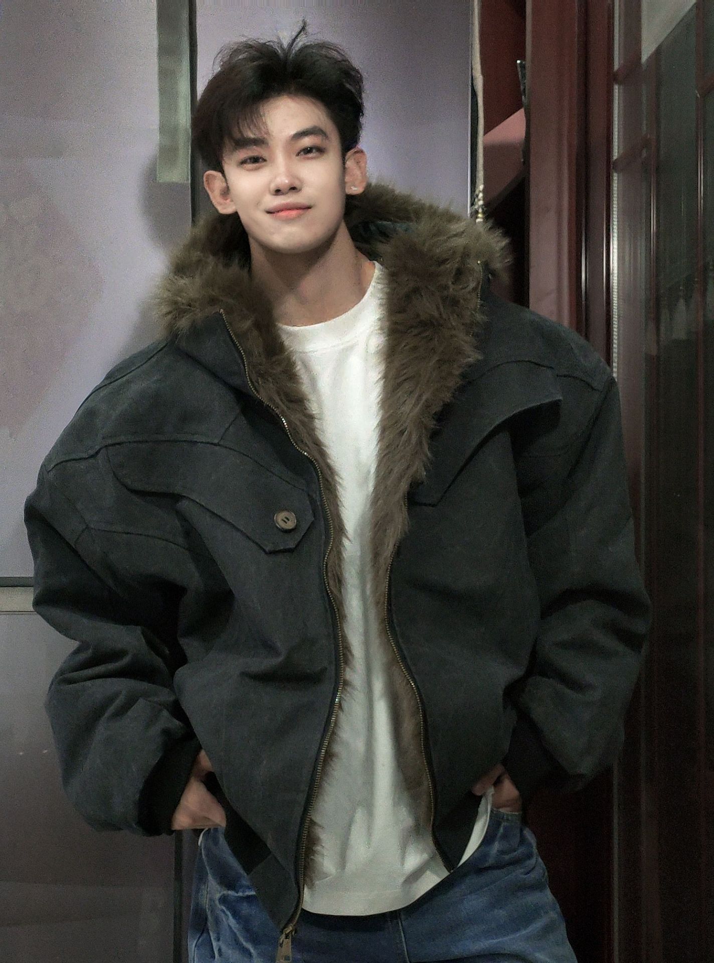 Fur Collar Bomber Jacket Mens  - Quality Winter Clothing Bomber Jacket avaliação e preço