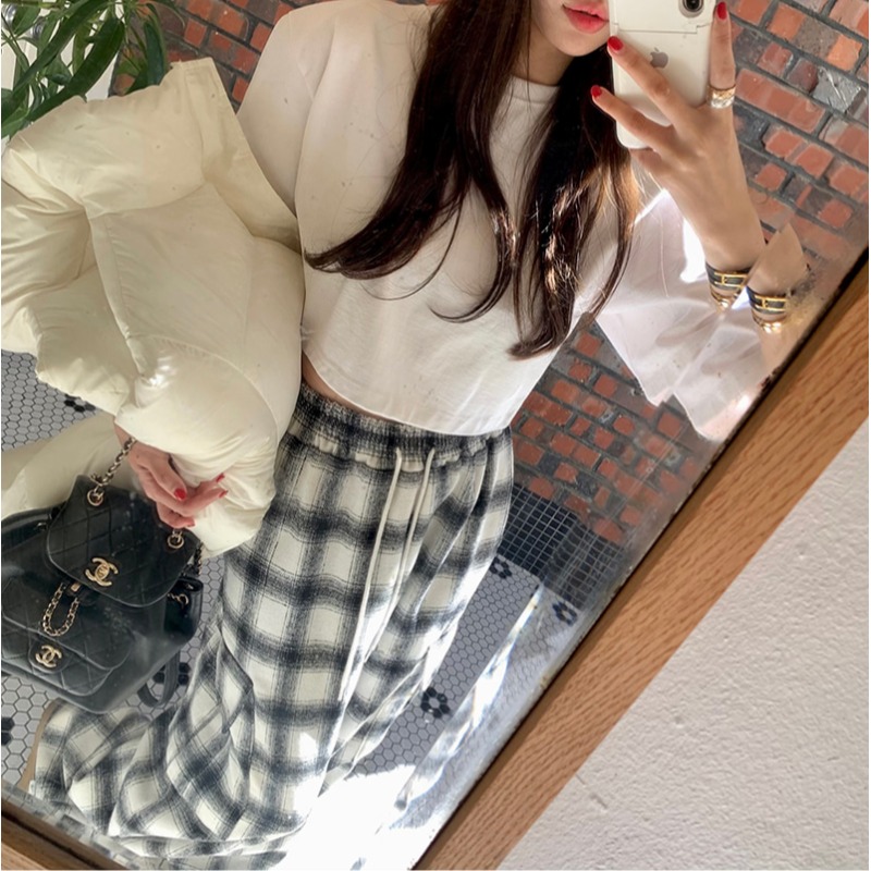 Plaid Workwear Pants Korean Sl - Winter Clothing Activity avaliação e preço