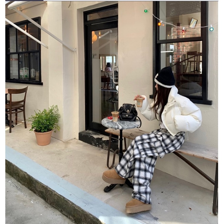 Plaid Workwear Pants Korean Sl - Winter Clothing Activity avaliação e preço