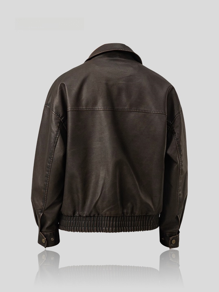 Trendy Loose Men's Leather Jac - Winter Sun Clothing avaliação e preço