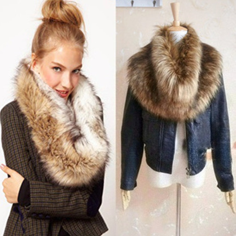 Women Faux Fox Fur Long Scarf  - Winter Clothing Accessories avaliação e preço
