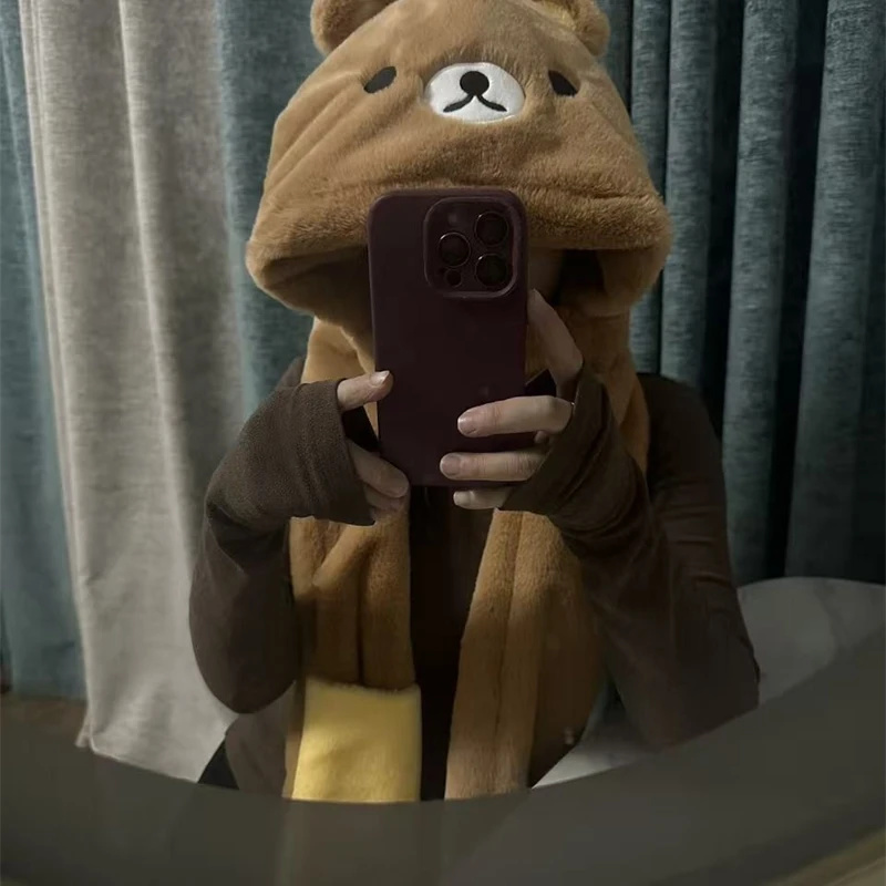 3 In 1 Plush Thick Hooded Hat  - Winter Clothing Accessories avaliação e preço
