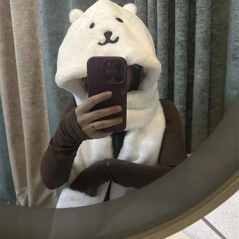 3 In 1 Plush Thick Hooded Hat  - Winter Clothing Accessories avaliação e preço