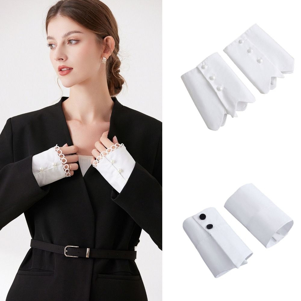 New White Fake Cuffs Button De - Winter Clothing Accessories avaliação e preço